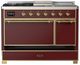 Ilve® Majestic III 48" Burgundy Pro Style Dual Fuel Natural Gas Range with French Top and Brass Trim-2