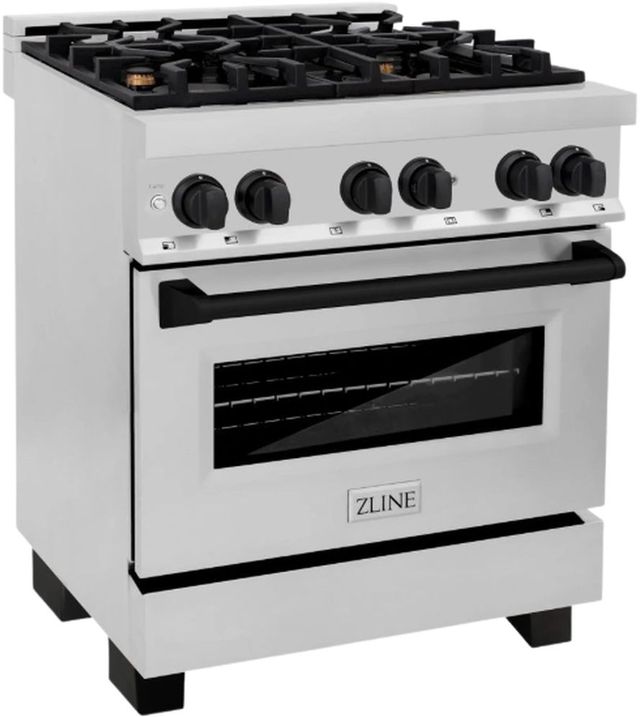 ZLINE Autograph Edition Legacy 30" Stainless Steel Pro Style Dual Fuel Range with Matte Black Accents-3