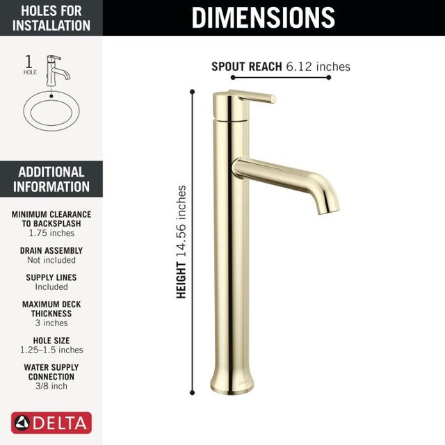 Delta Trinsic® Polished Nickel Single Handle Lever Vessel Bathroom Faucet-3