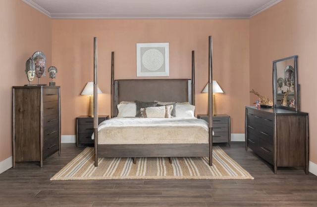 Modus Furniture Koko Minx California King Upholstered Poster Bed-1