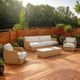 LH Home Siesta Natural Wicker Outdoor Sofa with Beige Olefin Fabric Cushions-1