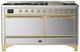 Ilve® Majestic III 60" Stainless Steel Pro Style Dual Fuel Liquid Propane Range with Solid Door and Brass Trim-0