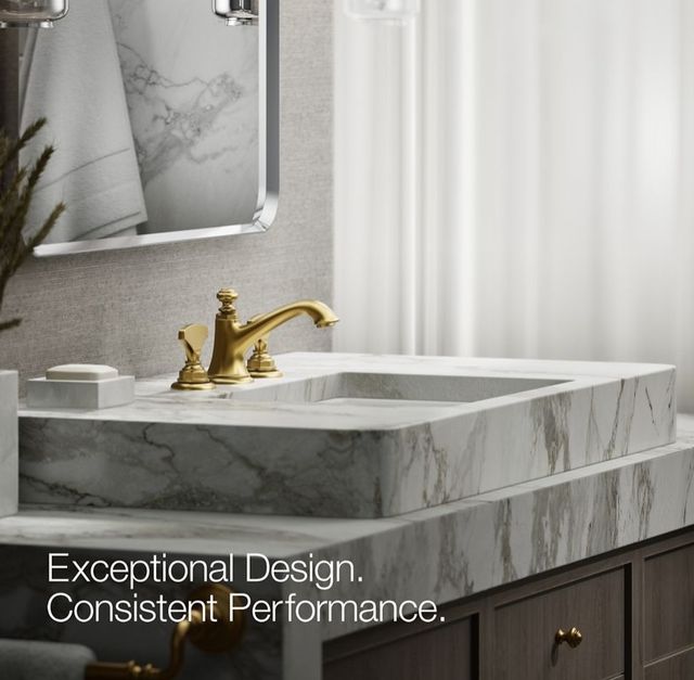 KOHLER® Artifacts® Vibrant Brushed Moderne Brass T-Handle Bathroom Sink Faucet Handles-4