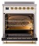 Ilve® Nostalgie II Noblesse 30'' Antique White Pro Style Induction Range with Brass Trim-2