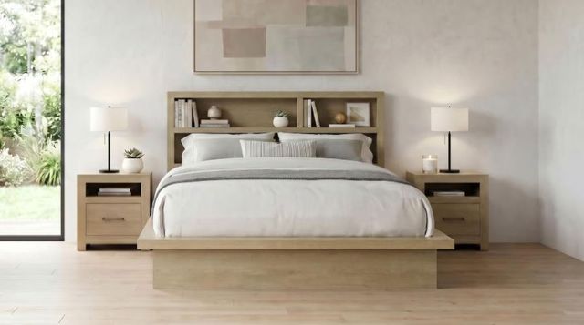 Coaster® Hendricks Light Oak Queen Bookcase Headboard Platform Bed-1