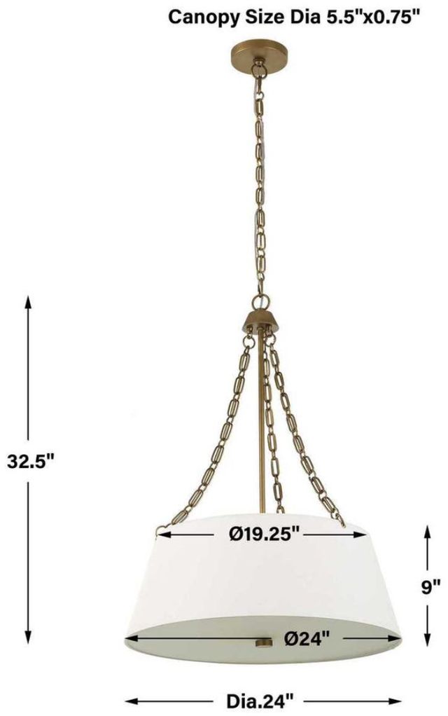Uttermost® Andalucia Matte Brushed Gold/White 4-Light Pendant-2