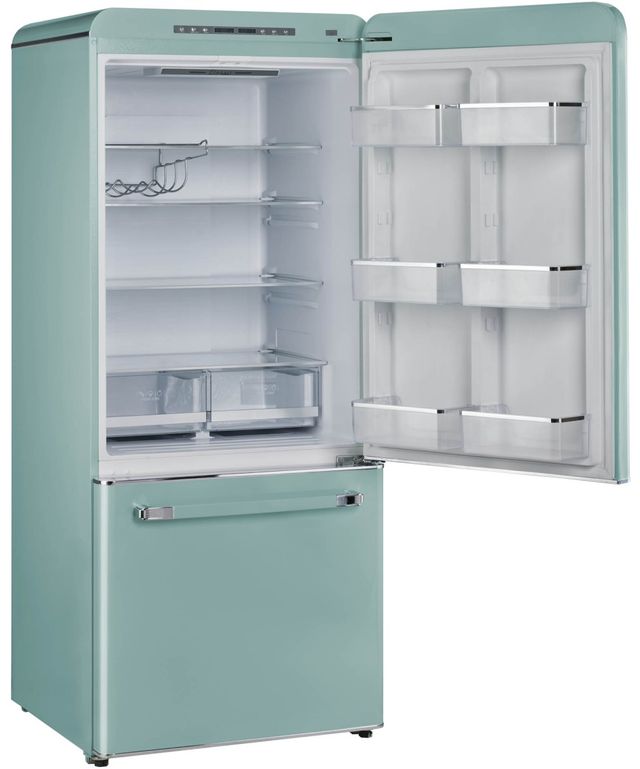 Unique® Appliances Classic Retro 30 in. 18 Cu. Ft. Ocean Mist Turquoise Bottom Freezer Refrigerator-4