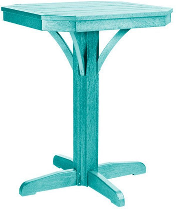 C R Plastic St. Tropez Turquoise Square Counter Pedestal Table-0