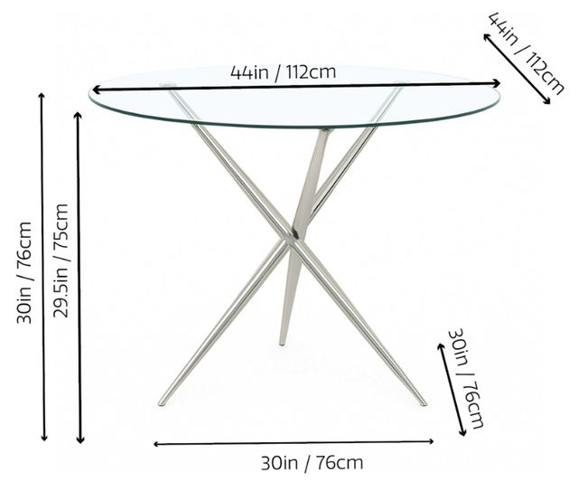 Cramco Eva Glass Top Round Dining Table with Chrome Base-2