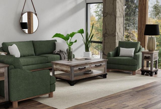 International Furniture Direct Olimpia Olive Loveseat-1