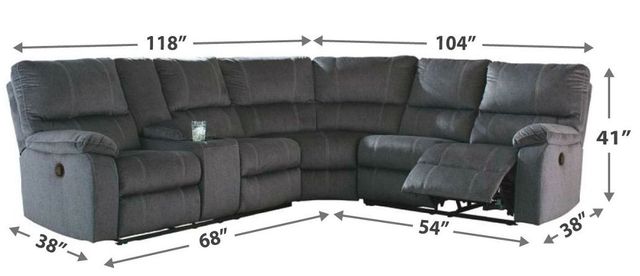 Signature Design by Ashley® Urbino 3-Piece Charcoal Reclining Sectional-2