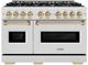 ZLINE Classic Autograph Edition 48" Satin Stainless Steel Pro Style Gas Range with Polished Gold Accents-0