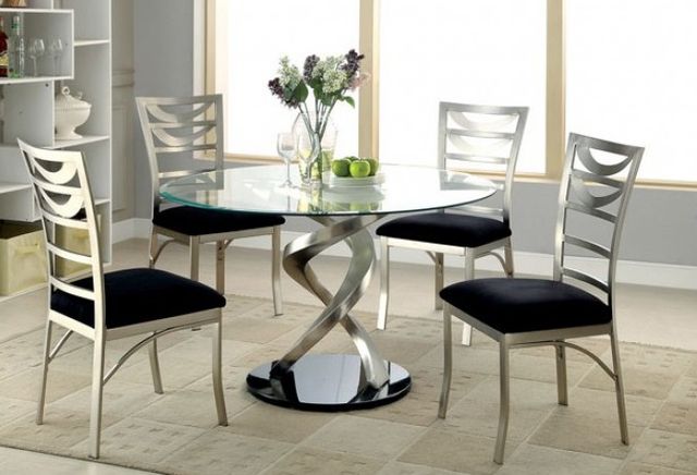 Furniture of America® Roxo 2-Piece Black/Silver Dining Side Chair Set-1