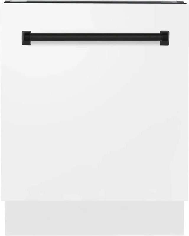 ZLINE Autograph Edition Tallac 24" White Matte Top Control Built In Tall Tub Dishwasher with Matte Black Handle-0