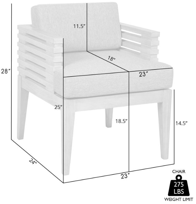 Armen Living Vivid Light Gray Olefin/Wooden Outdoor Dining Chair-2