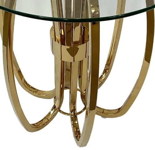 Harp & Finial® Joss Glass Top End Table with Brass Base-1