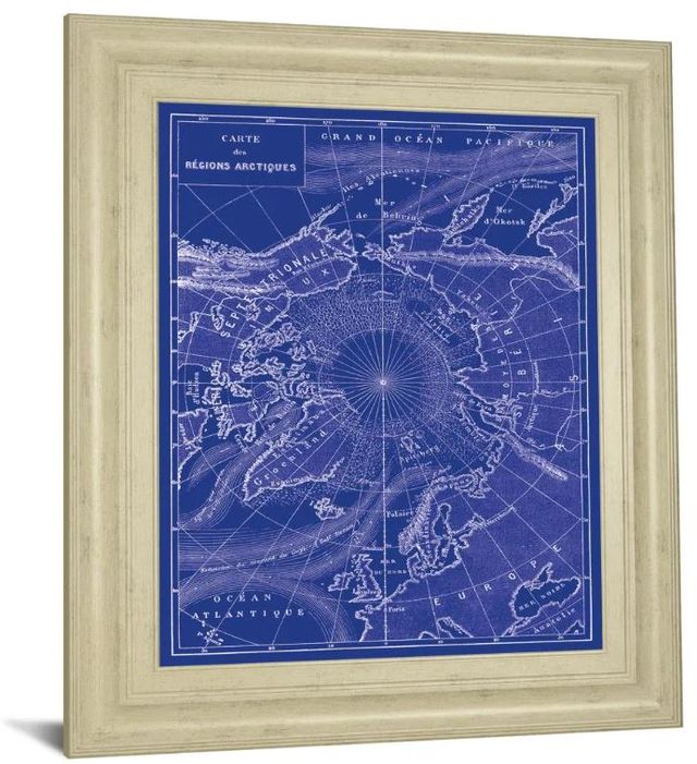 Classy Art Blue Arctic Map by The Vintage Collection Framed Print Wall Art-1
