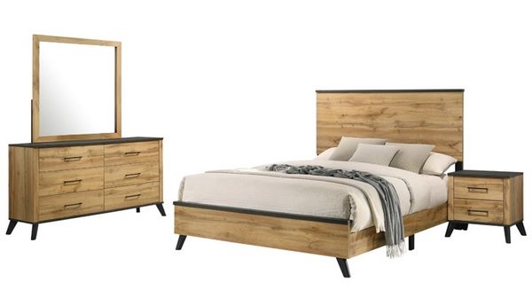 View of the Coaster® Kaywood 4-Piece Natural Pine Queen Bedroom Set on a white background.