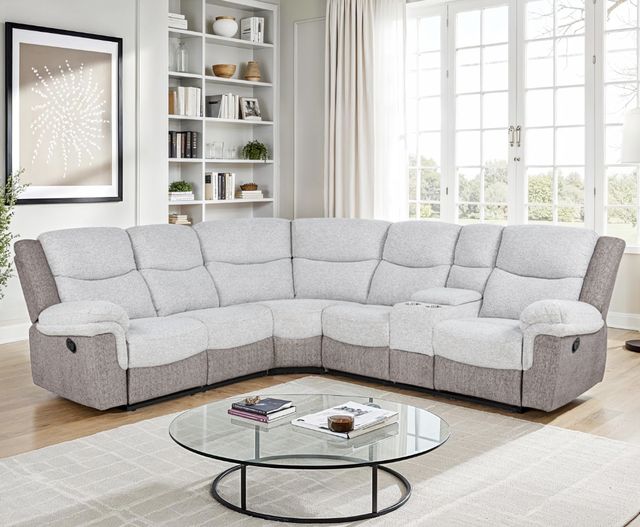 Powell® Withers 3-Piece Tan Manual Reclining Curved Sectional-2