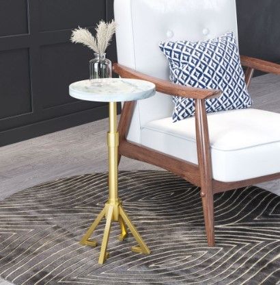 Zuo® Modern Maurice White Side Table with Gold Base-3