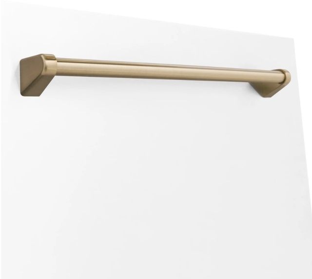 Zline Autograph Edition 24" White Matte Dishwasher Panel with Champagne Bronze Handle-2