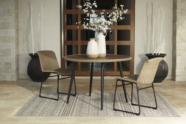 Signature Design by Ashley® Amaris 2-Piece Black/Brown Metal/Resin Wicker Outdoor Dining Side Chair-6