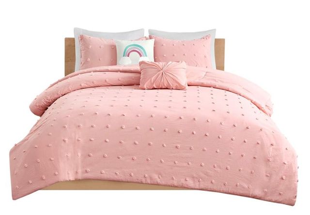Olliix by Urban Habitat Kids Callie Pink Twin Cotton Jacquard Pom Pom Comforter Set-0