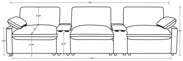 Coaster® Collins 5-Piece Gray Power Reclining Theater-2