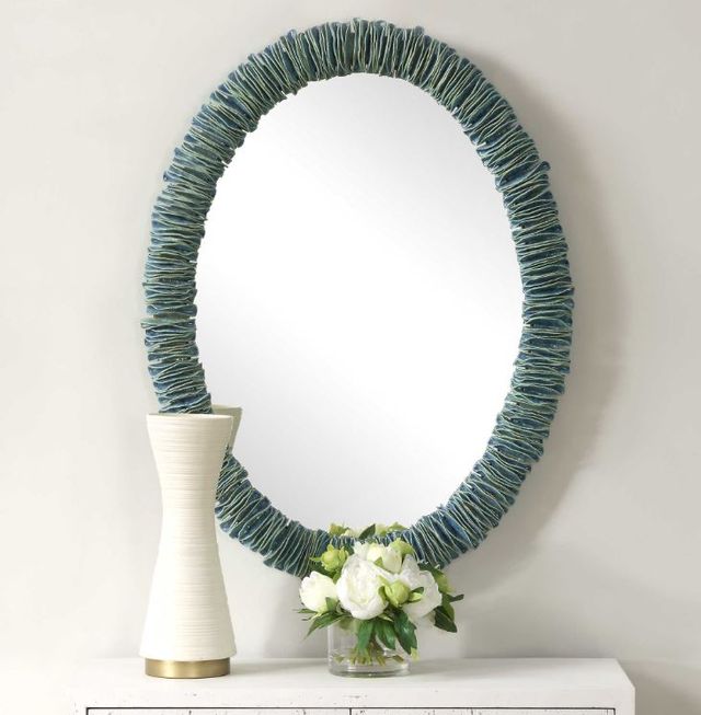 Uttermost® Bonaire Distressed Teal Blue Mirror-1