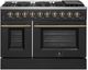 FORNO® Galiano 48" Stainless Steel Pro Style Gas Range with Black Door and Antique Brass Accents-0