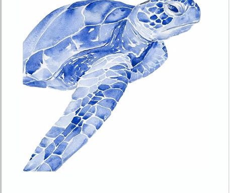 Classy Art Ultramarine Sea Turtle I by Jennifer Paxton Parker Mirror Framed Wall Art-1