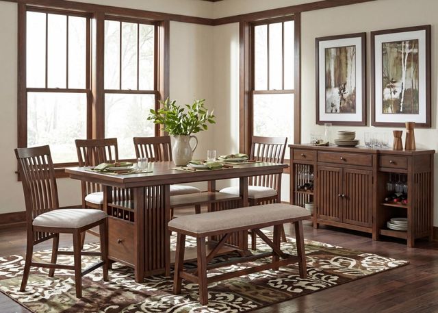 Legacy Classic Langley Fawn Counter Height Upholstered Dining Bench-1