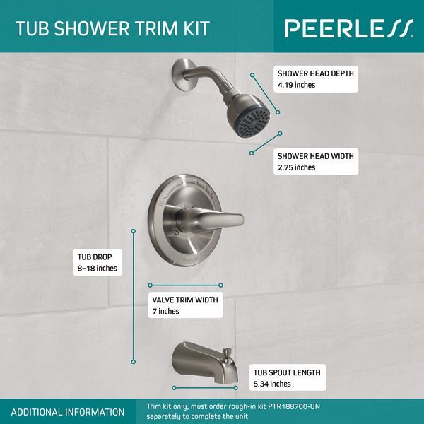 Peerless Core Brushed Nickel Tub and Shower Trim-4