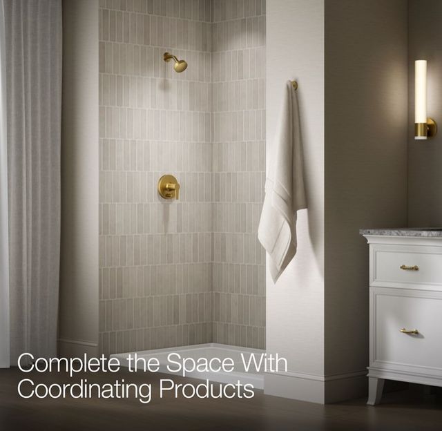 KOHLER® Pitch® Rite-Temp® Vibrant Brushed Moderne Brass 1.75 GPM Shower Trim Kit with Push-Button Diverter-4