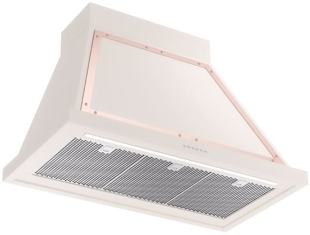 Ilve® Nostalgie II Noblesse 36" Antique White Wall Mounted Range Hood with Copper Trim-1