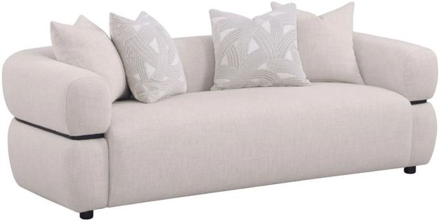 Coaster® Jeanette 84" Beige Upholstered Round Arm Sofa-0