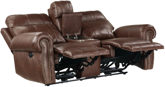 Homelegance® Granville Brown Double Power Reclining Loveseat with Center Console-3