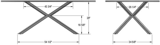 Amisco Customizable Asterisk Glass Top 39" Rectangular Table with Metal Stand-2