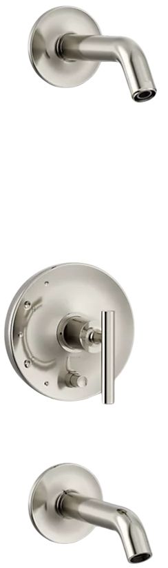 KOHLER® Purist® Rite-Temp® Vibrant Polished Nickel Bath and Shower Trim Kit with Push-Button Diverter and Lever Handle-0