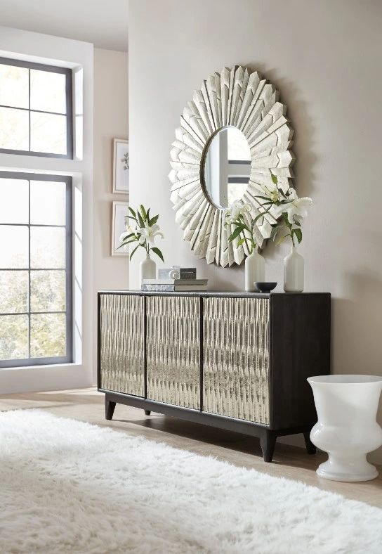 Hooker® Furniture Commerce and Market Shimmer Charcoal/German Silver Credenza-1