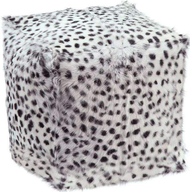 Moe's Home Collection Spotted Goat Fur Light Grey Pouf-0