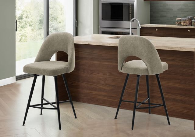Monarch Specialties Inc. 2-Piece Black/Brown 39" Swivel Counter Stool Set-1