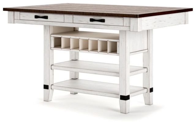 Signature Design by Ashley® Valebeck Brown Counter Height Dining Table with White Pedestal-2