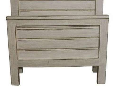 Million Dollar Rustic Frosted White Twin Ranch Panel Bed-2