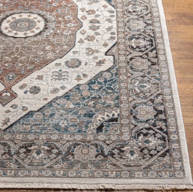 Surya Carlisle Cream/Denim/Medium Brown 4'x6' Area Rug-1