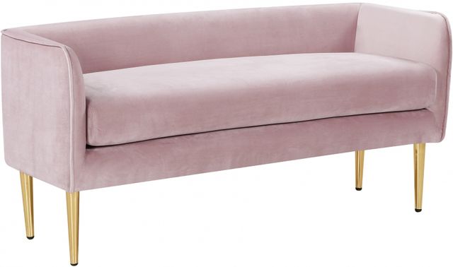 Meridian Furniture Audrey Pink Velvet Accent Bench -0