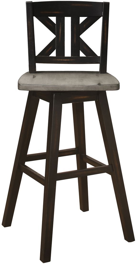 Mazin Furniture Amsonia Black/Distressed Gray Swivel Bar Chair-2
