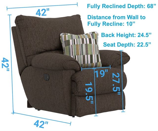 Catnapper Lenny Chocolate Power Lay Flat Recliner-2