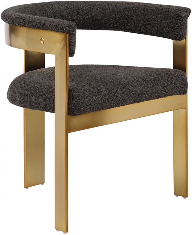 Meridian Furniture Romeo Brown/Brushed Gold Boucle Upholstered Dining Chair-0