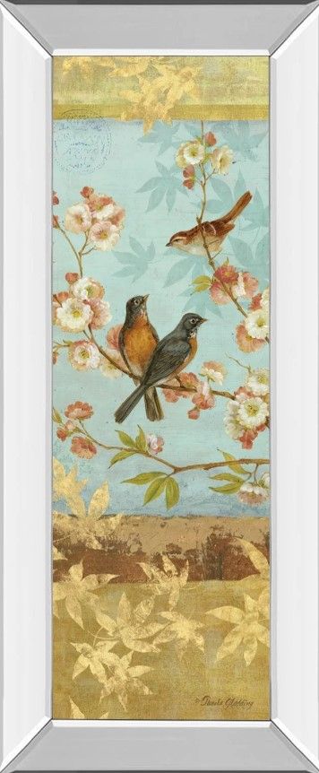 Classy Art Robins and Blooms Panel by Pamela Gladding Mirror Framed Wall Art-0